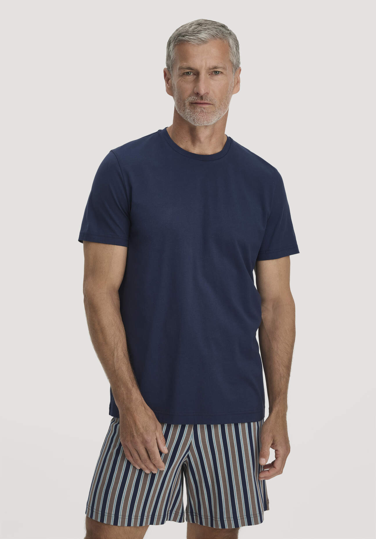 hessnatur Herren Schlafshirt PURE COTTON aus Bio-Baumwolle - blau GrösseL