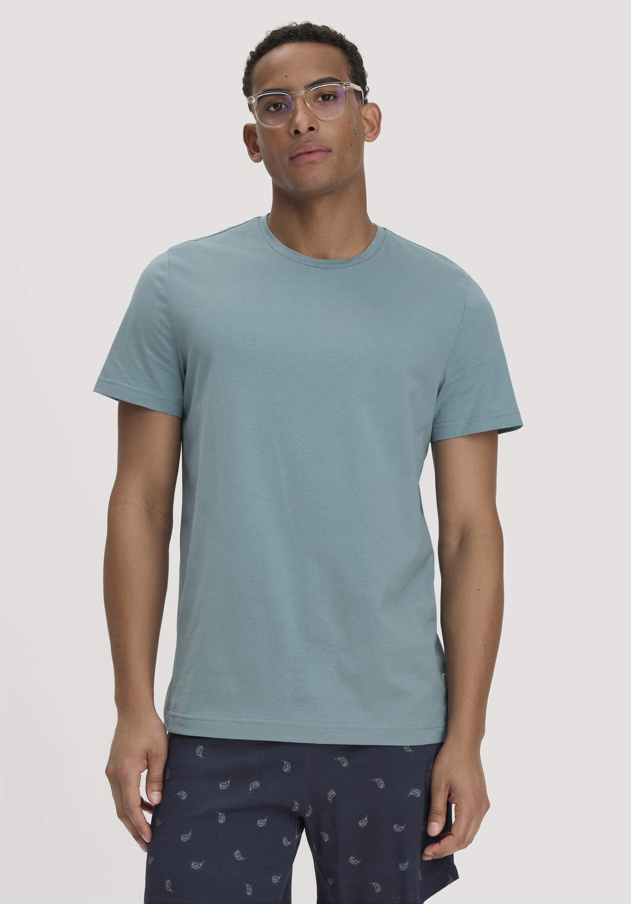 hessnatur Herren Schlafshirt PURE COTTON aus Bio-Baumwolle - blau GrösseL