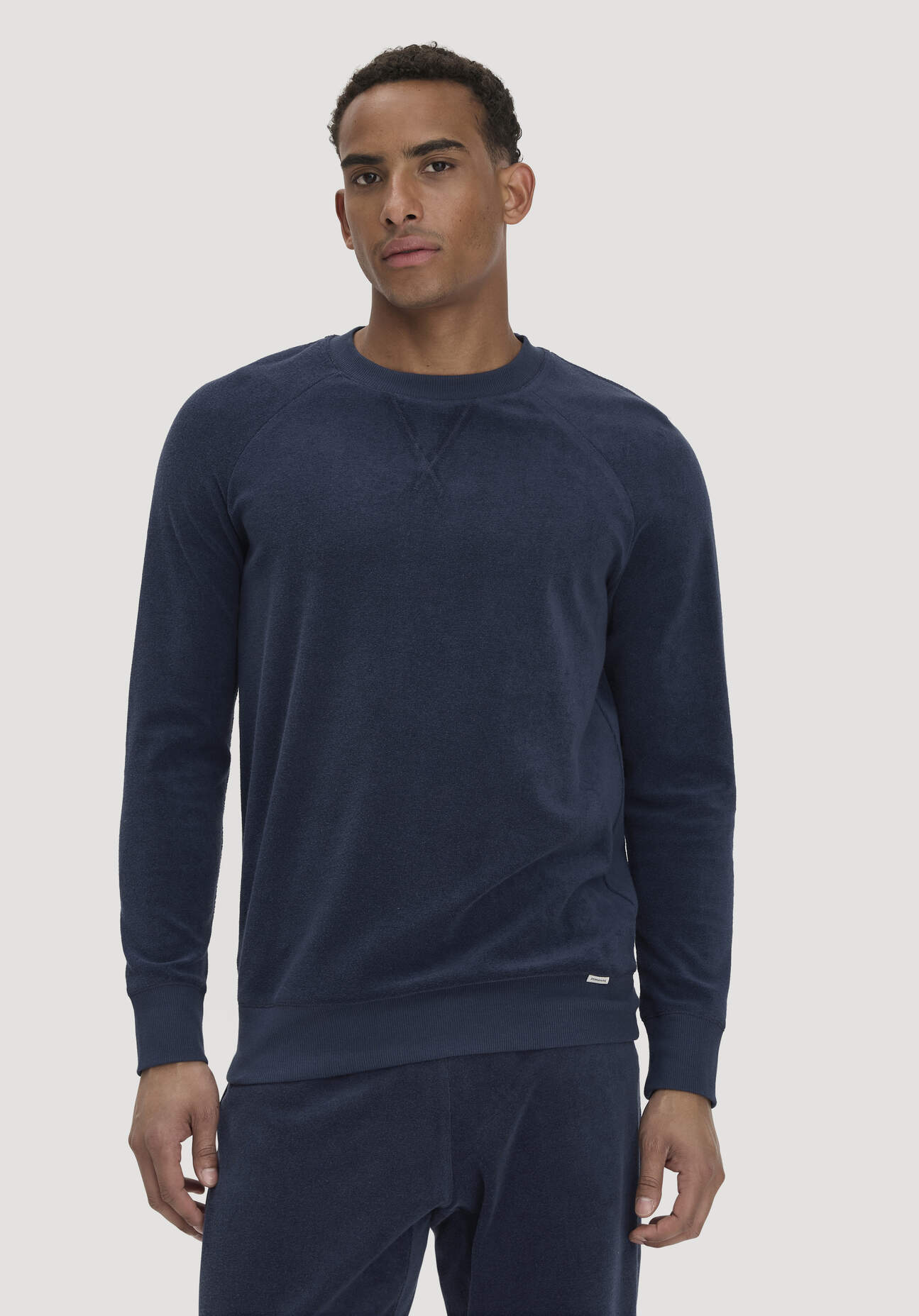 hessnatur Herren Frottee Loungeshirt Relaxed aus Bio-Baumwolle - blau GrösseL