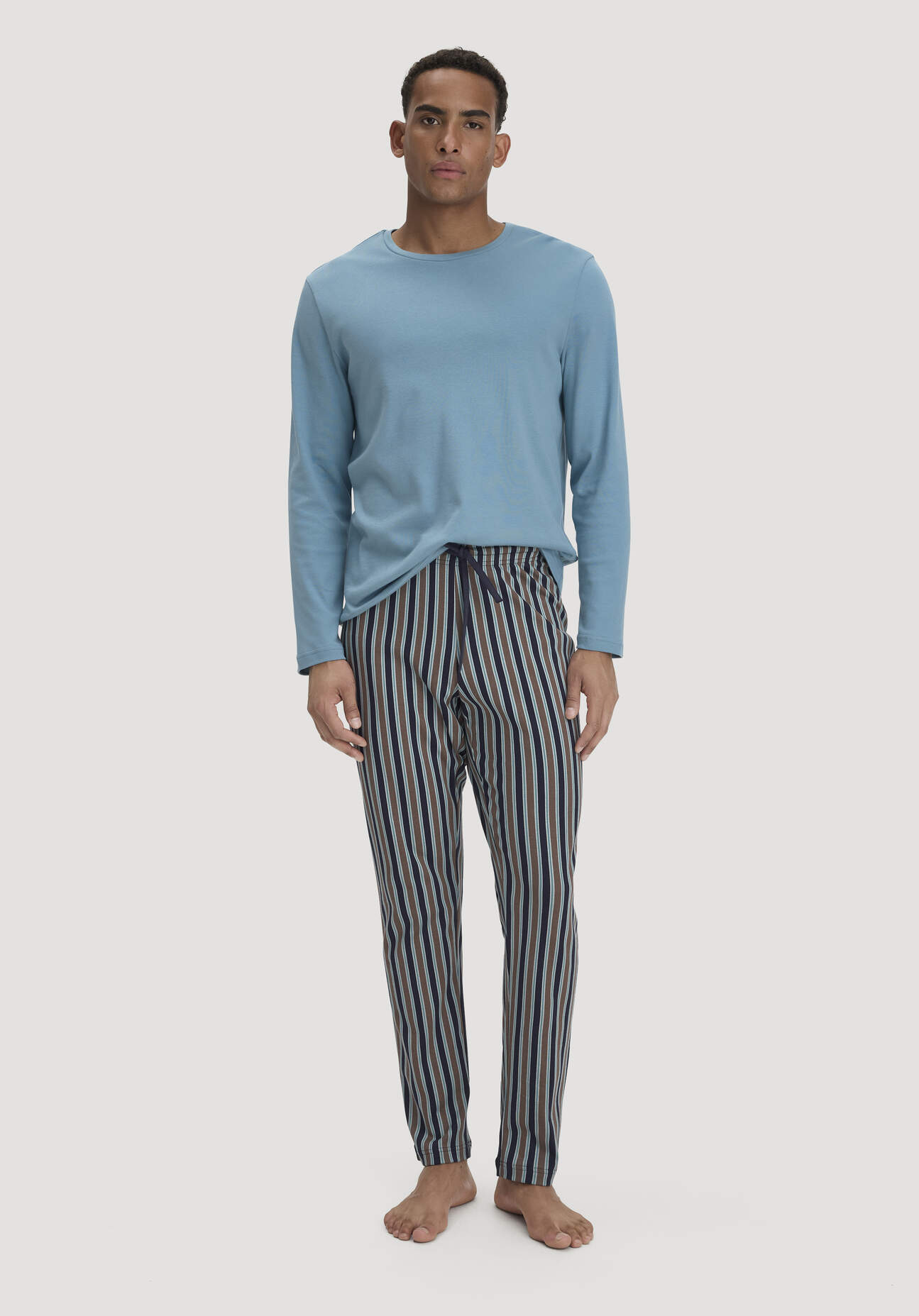 hessnatur Herren Schlafhose PURE COTTON aus Bio-Baumwolle - blau GrösseM