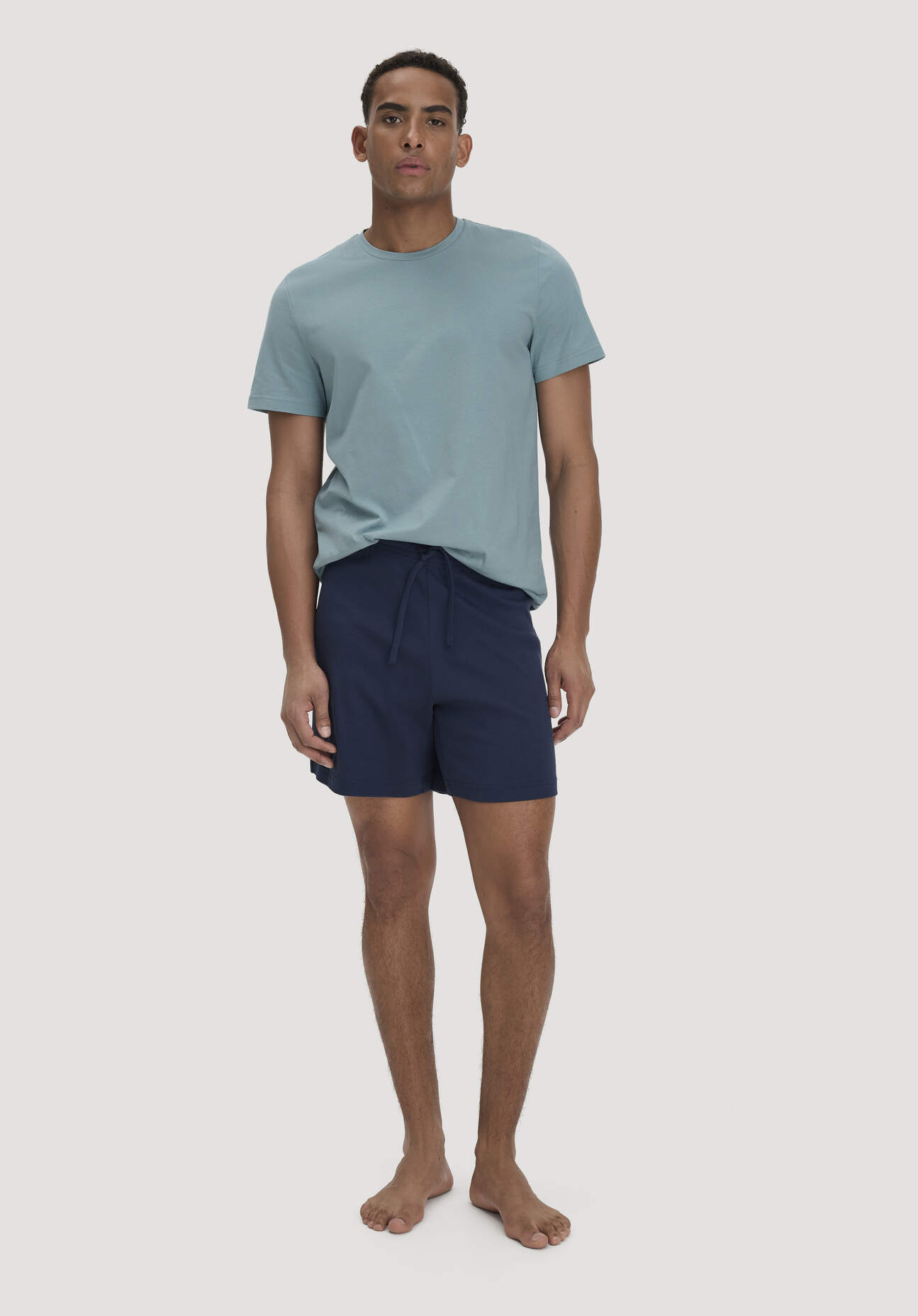hessnatur Herren Schlafshorts PURE COTTON aus Bio-Baumwolle - blau GrösseL