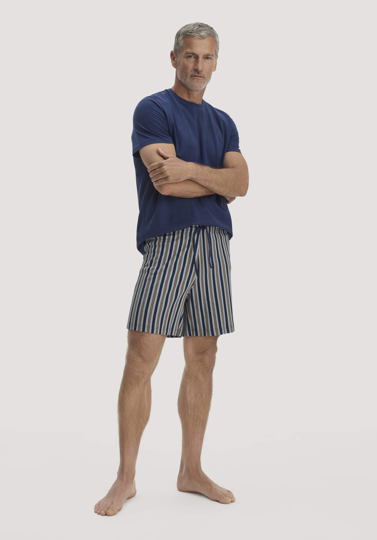 hessnatur Herren Schlafshorts PURE COTTON aus Bio-Baumwolle - blau GrösseL