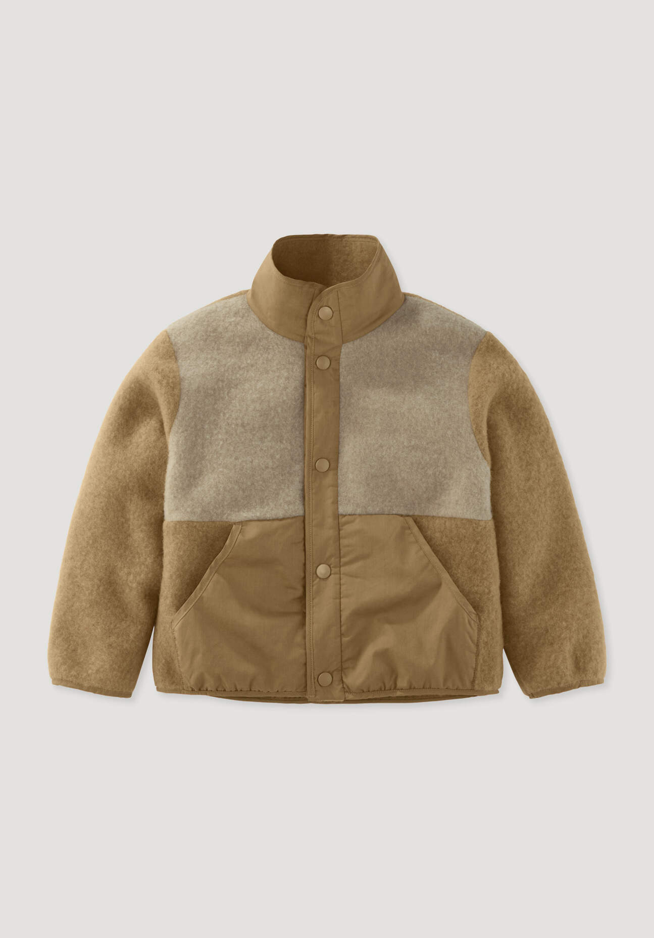 hessnatur Kinder Wollfleecejacke Regular mit Patch aus Schurwolle - braun Grösse110/116