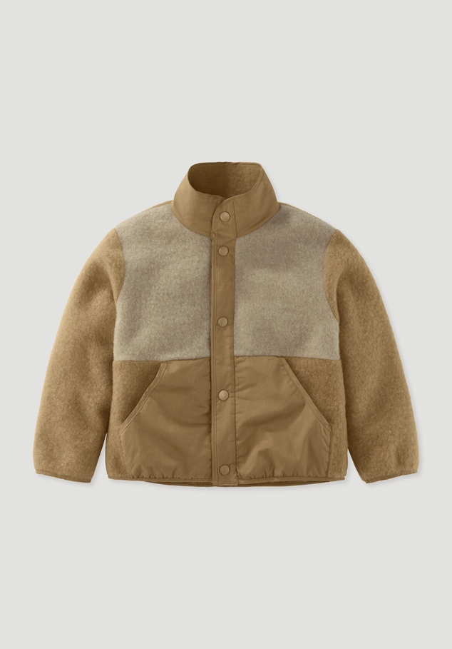 Wollfleecejacke Regular mit Patch aus reiner Schurwolle