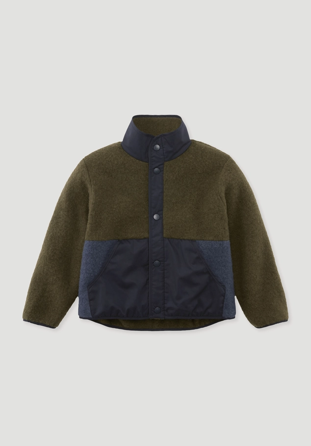 Wollfleecejacke Regular mit Patch aus reiner Schurwolle
