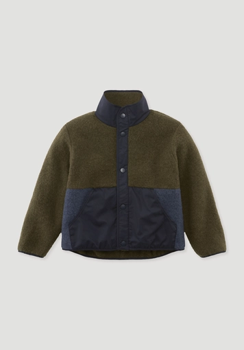 Regular size wool fleece jacket with patch, made of pure new wool - 0