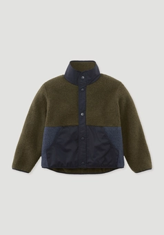 Wollfleecejacke Regular mit Patch aus reiner Schurwolle