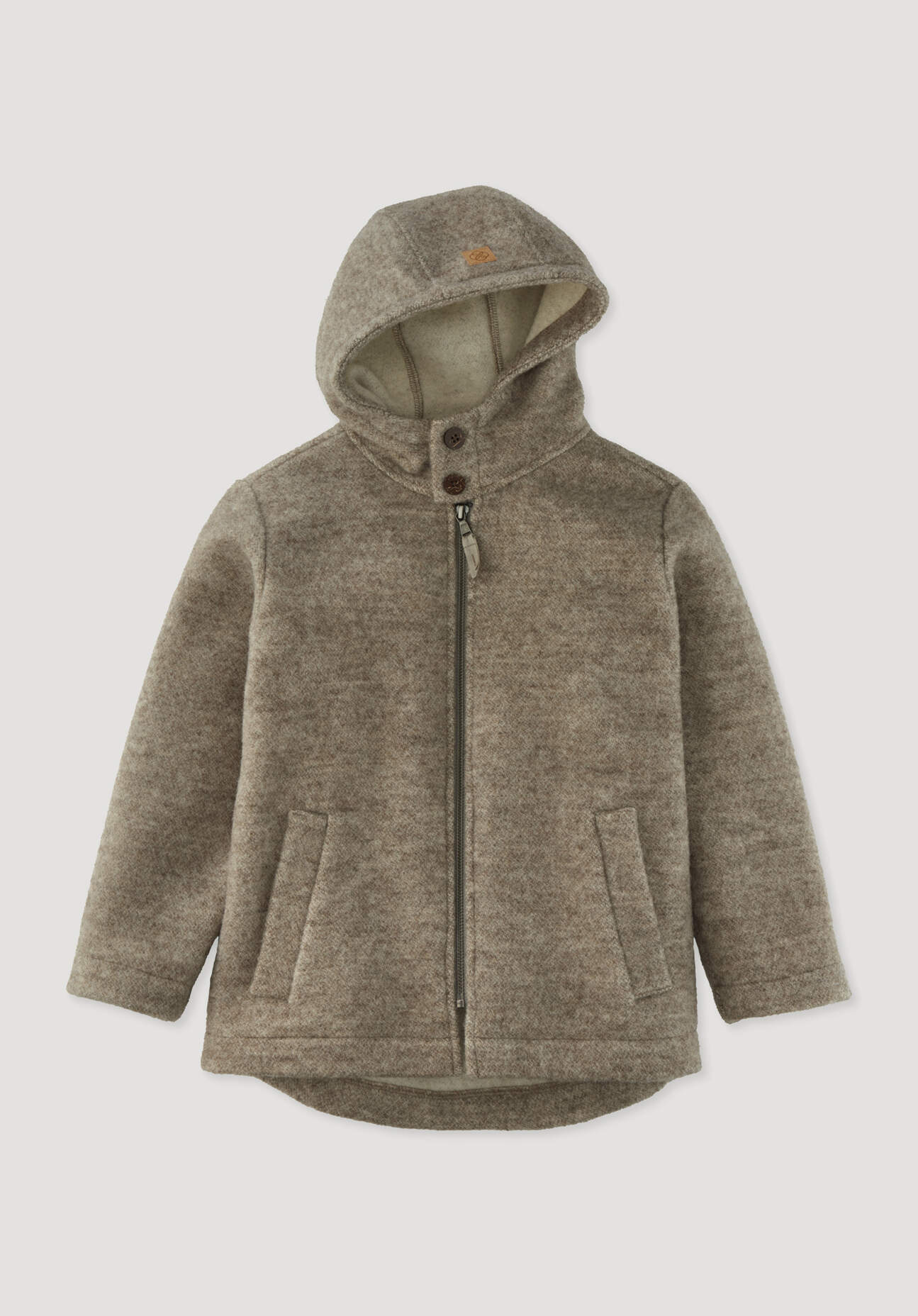 hessnatur Kinder Parka Relaxed aus Rhönwolle und eurpäischer Schurwolle - beige - Größe 98/104
