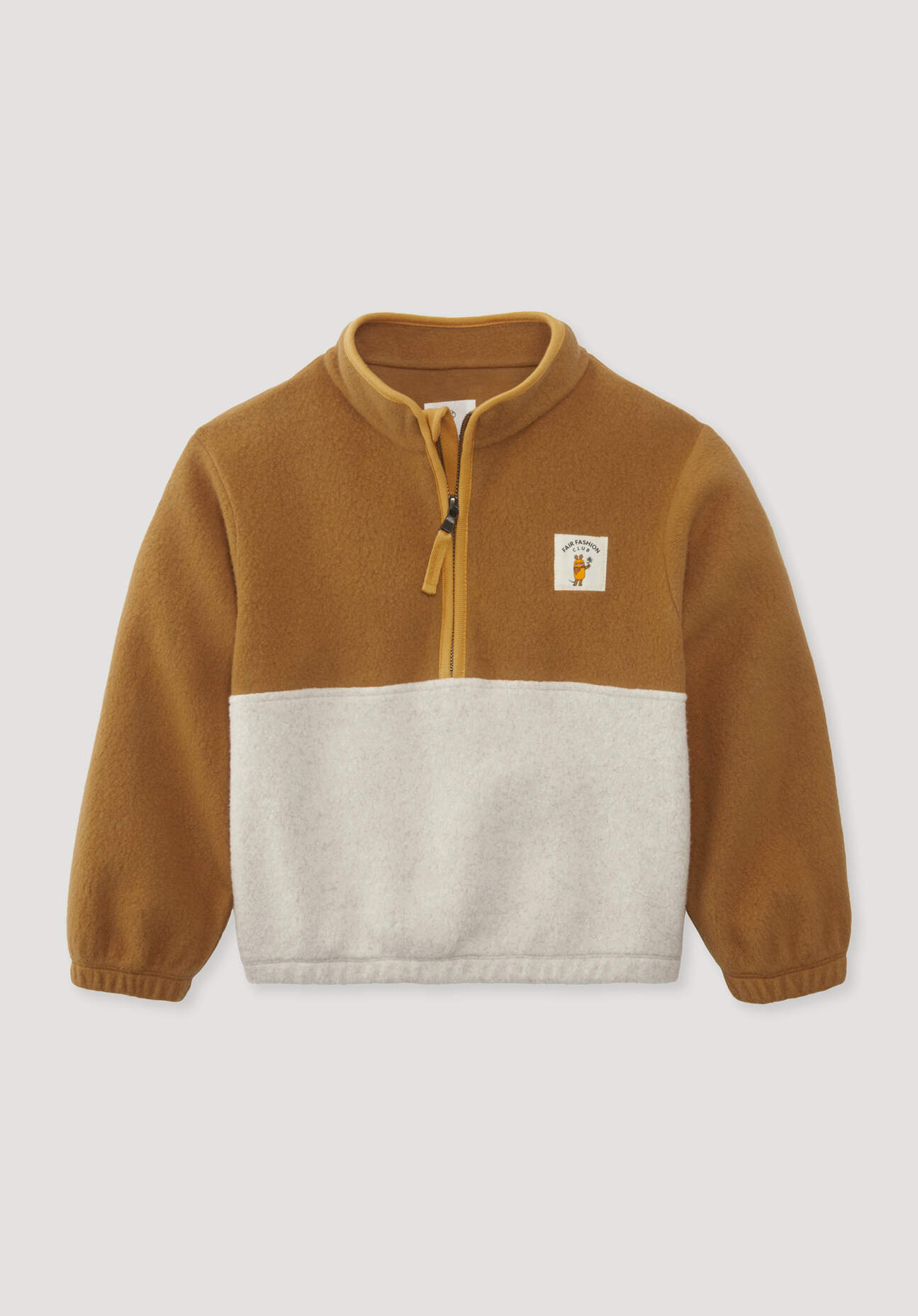 hessnatur Kinder Fleece Sweatshirt DIE MAUS aus Bio-Baumwolle - braun - Größe 122/128