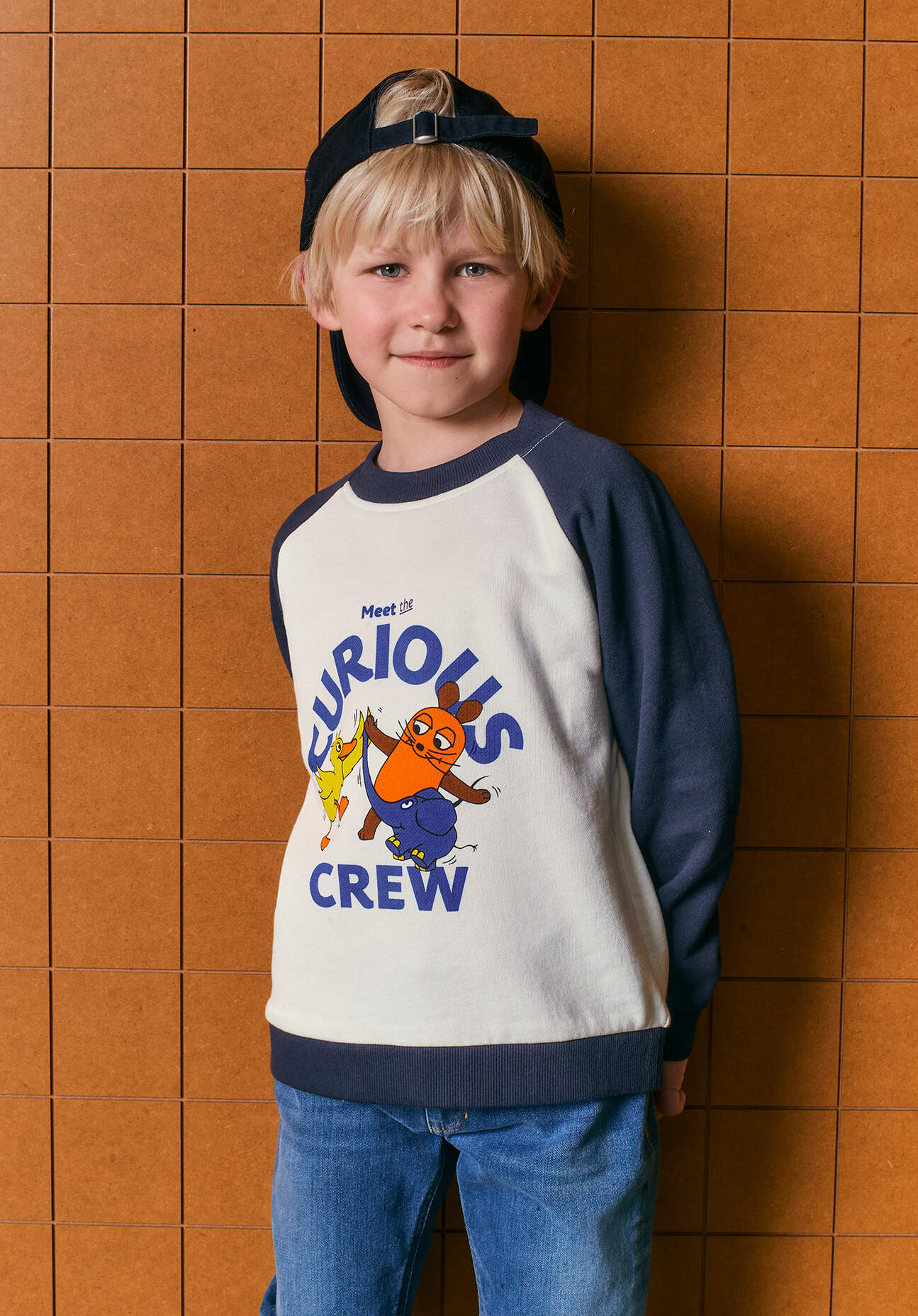 hessnatur Kinder Sweatshirt DIE MAUS Relaxed aus Bio-Baumwolle mit recycelter Baumwolle - blau - Größe 110/116