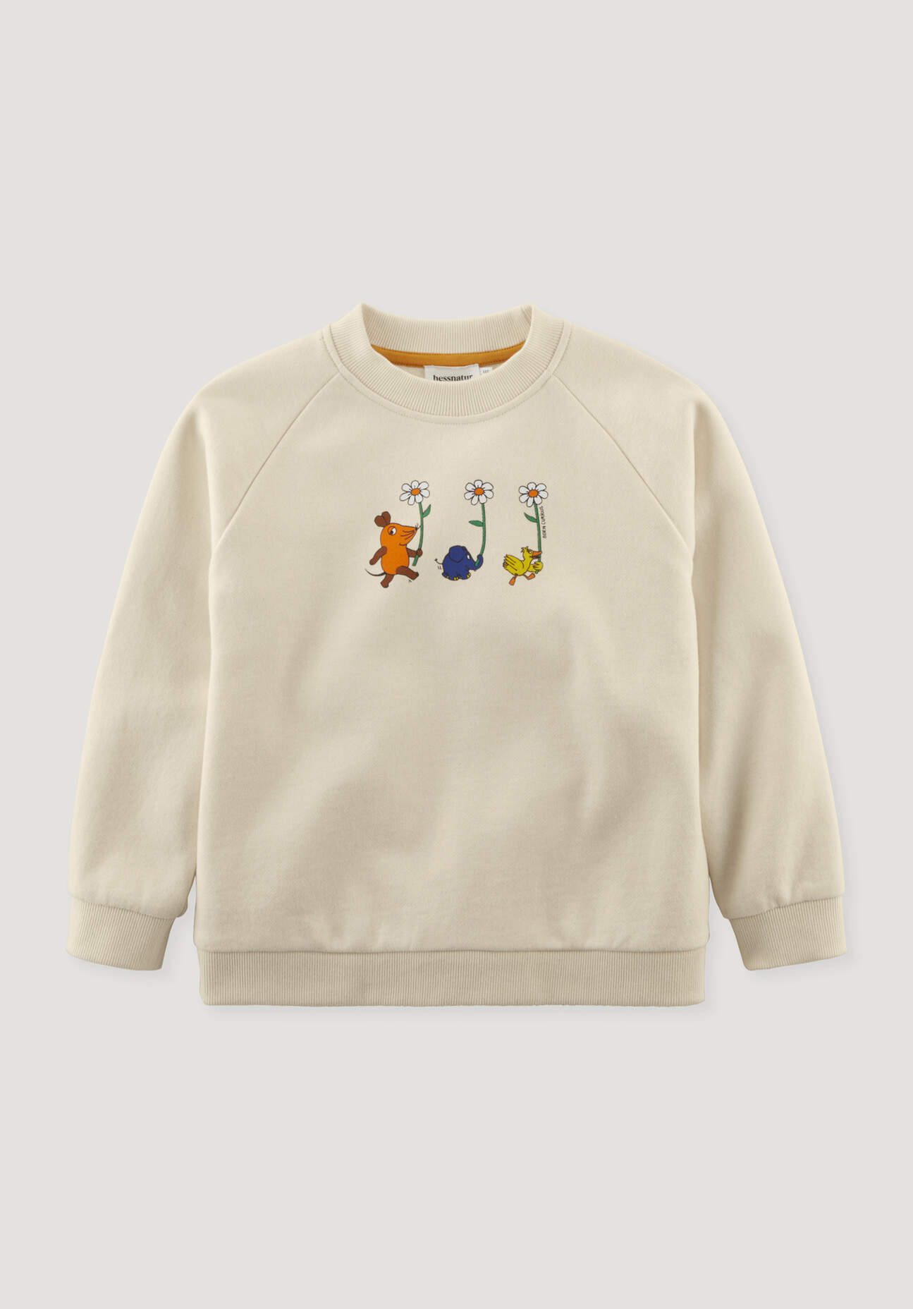 hessnatur Kinder Sweatshirt DIE MAUS Relaxed aus Bio-Baumwolle mit recycelter Baumwolle - natur - Größe 110/116
