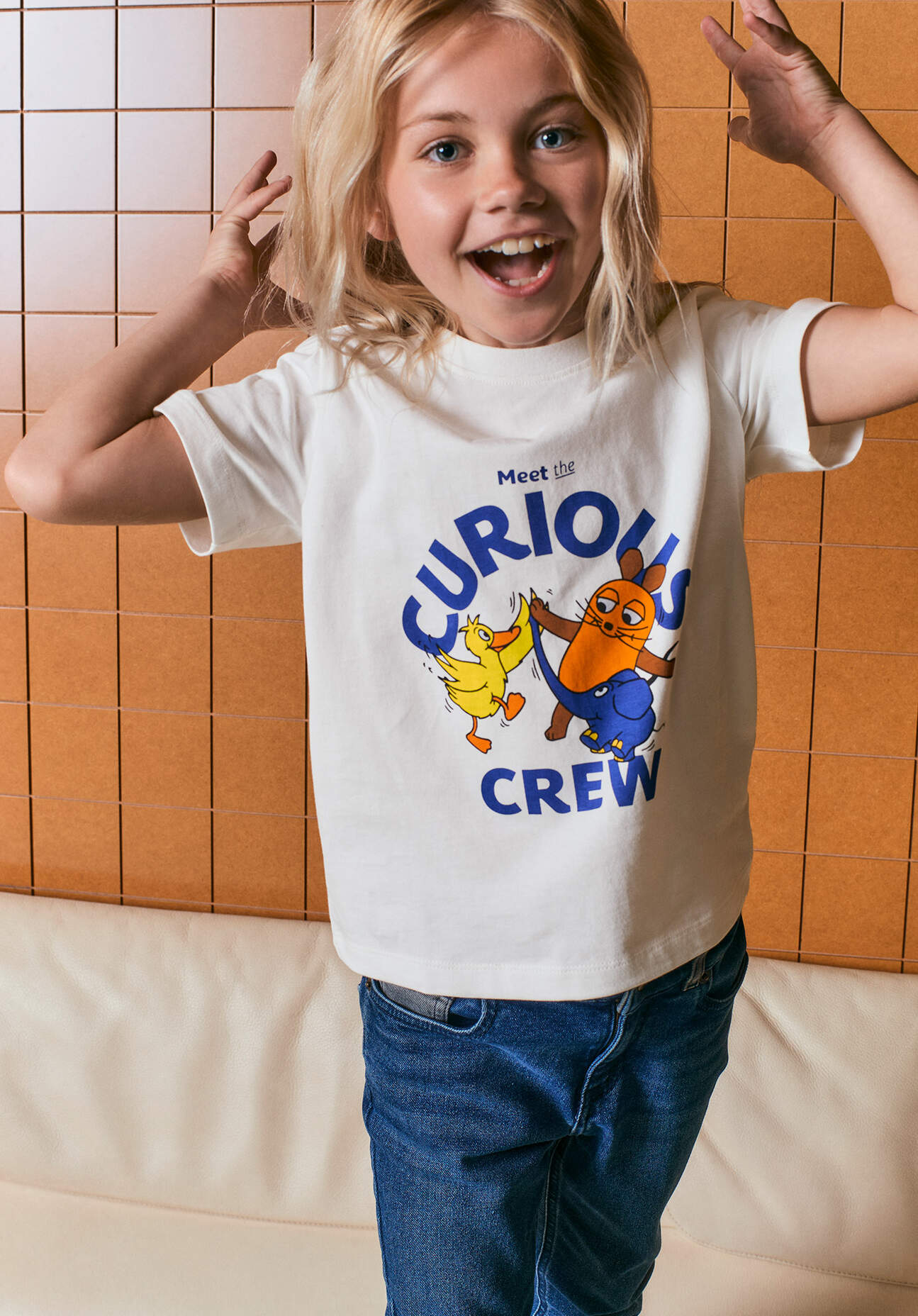 hessnatur Kinder T-Shirt DIE MAUS aus Bio-Baumwolle mit recycelter Baumwolle - weiß - Größe 110/116