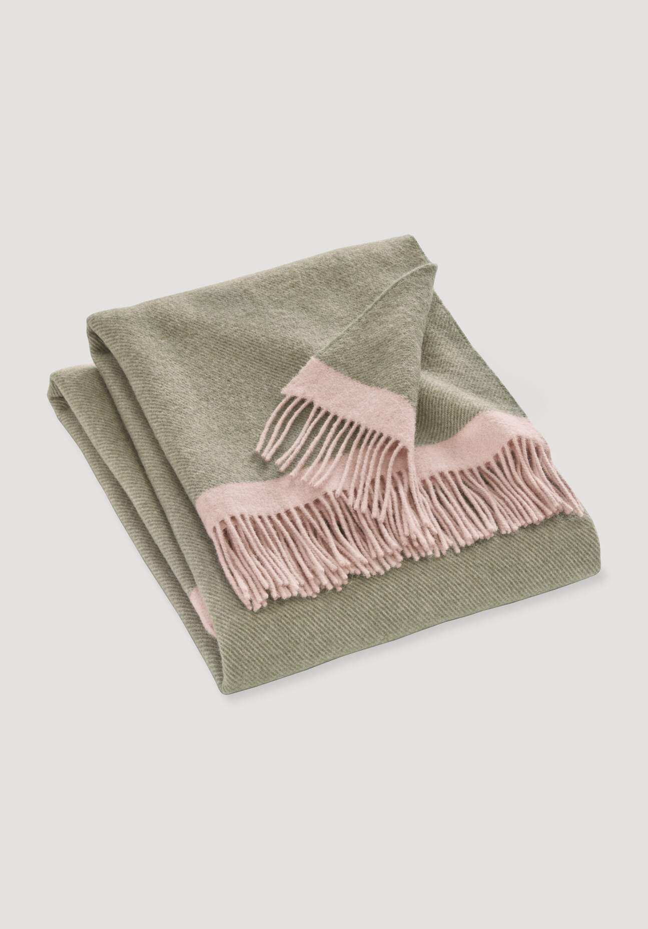 hessnatur Plaid JONNE aus Bio-Lambswool - grün Grösse130x180 cm