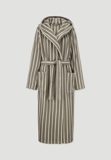 Long bathrobe with relaxed stripes, made from pure organic cotton - 3