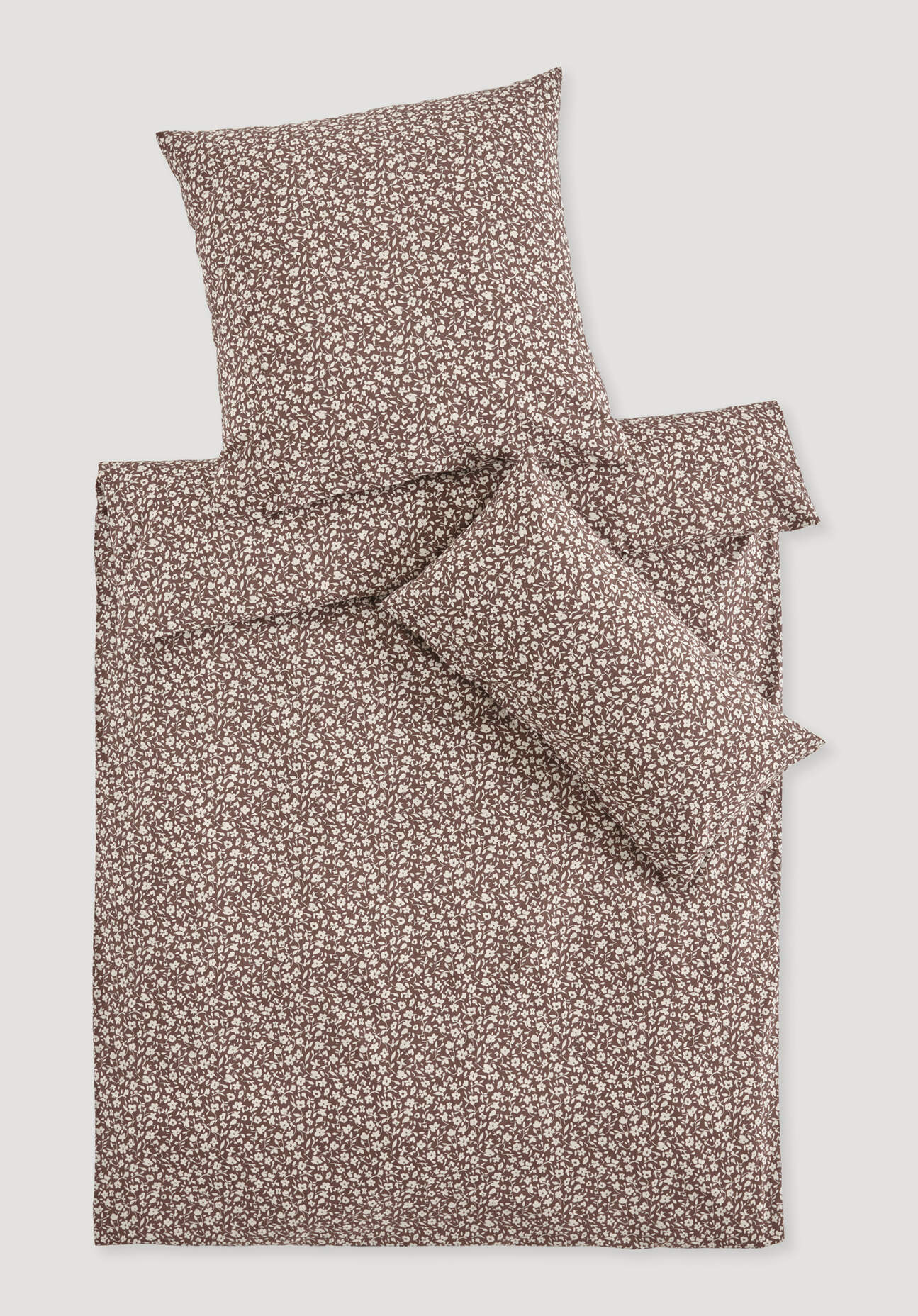 hessnatur Renforcé Bettwäsche Set MILLIE aus Bio-Baumwolle - braun - Größe 135x200 / 80x80 cm