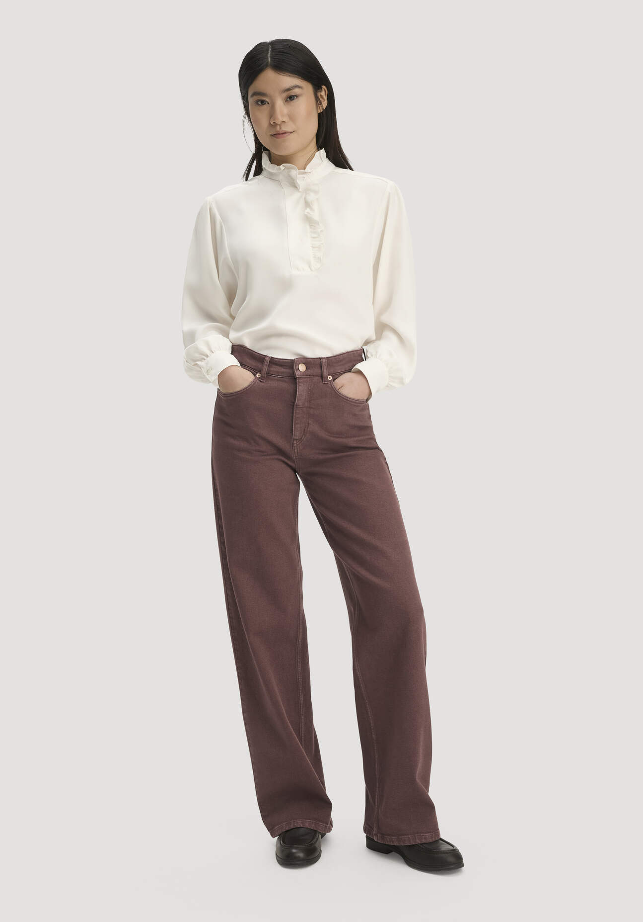hessnatur Damen Jeans ALVA Wide Leg GARMENT DYE aus Bio-Baumwolle mit recycelter Baumwolle - rot - Größe 29/34