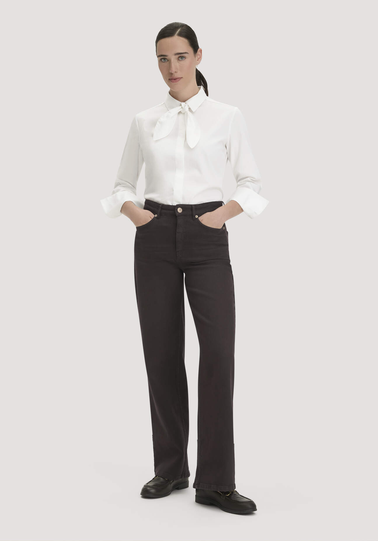 hessnatur Damen Jeans ALVA Wide Leg GARMENT DYE aus Bio-Baumwolle mit recycelter Baumwolle - braun Grösse28/32