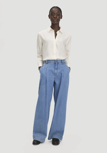 Jeans Wide Leg mit Bundfalten aus Bio-Baumwolle mit TENCEL™ Lyocell - 0