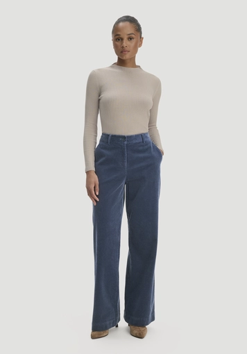 Wide-leg relaxed corduroy trousers made from organic cotton - 0