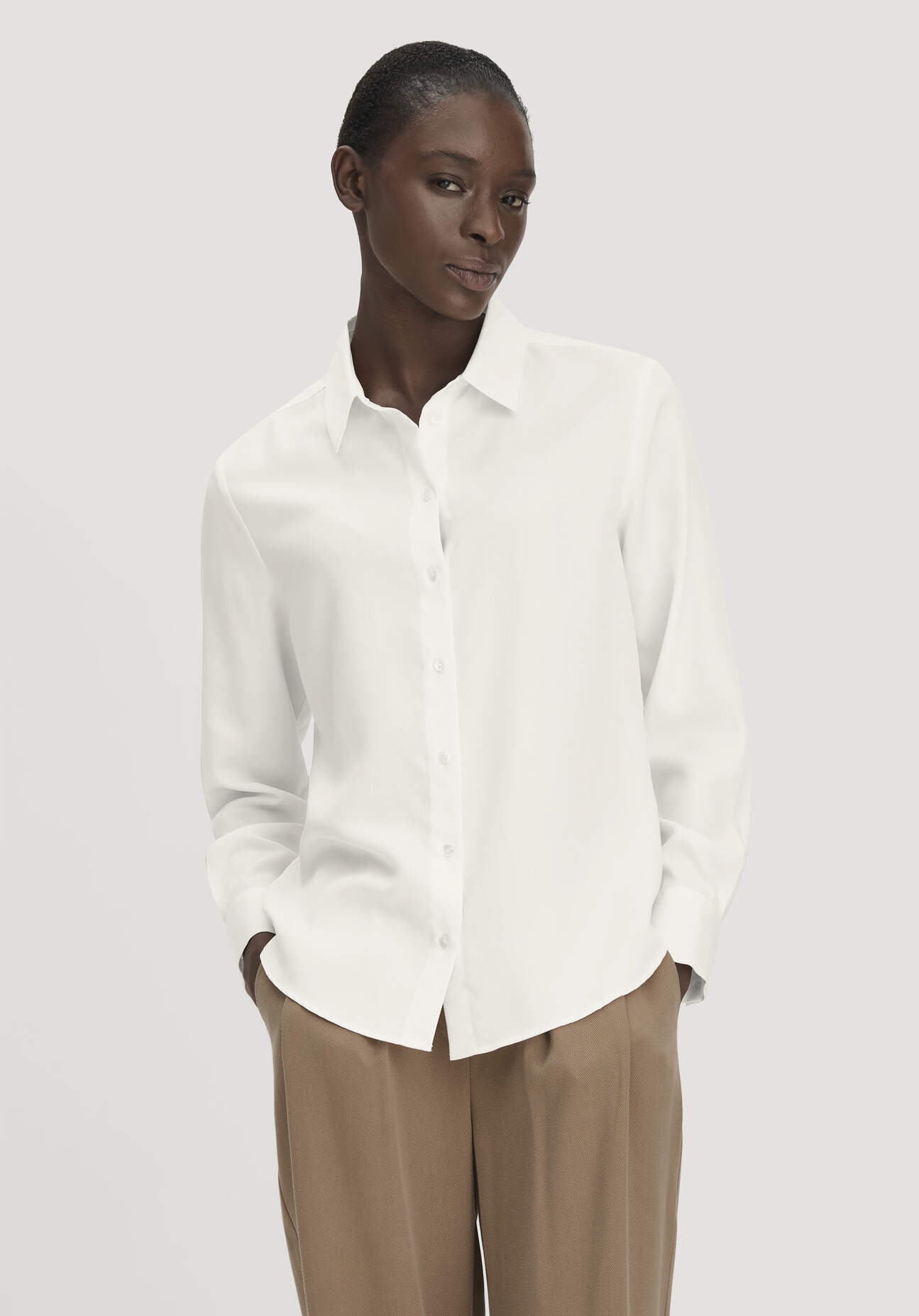 hessnatur Damen Bluse Relaxed aus TENCEL™ Lyocell - weiß Grösse38