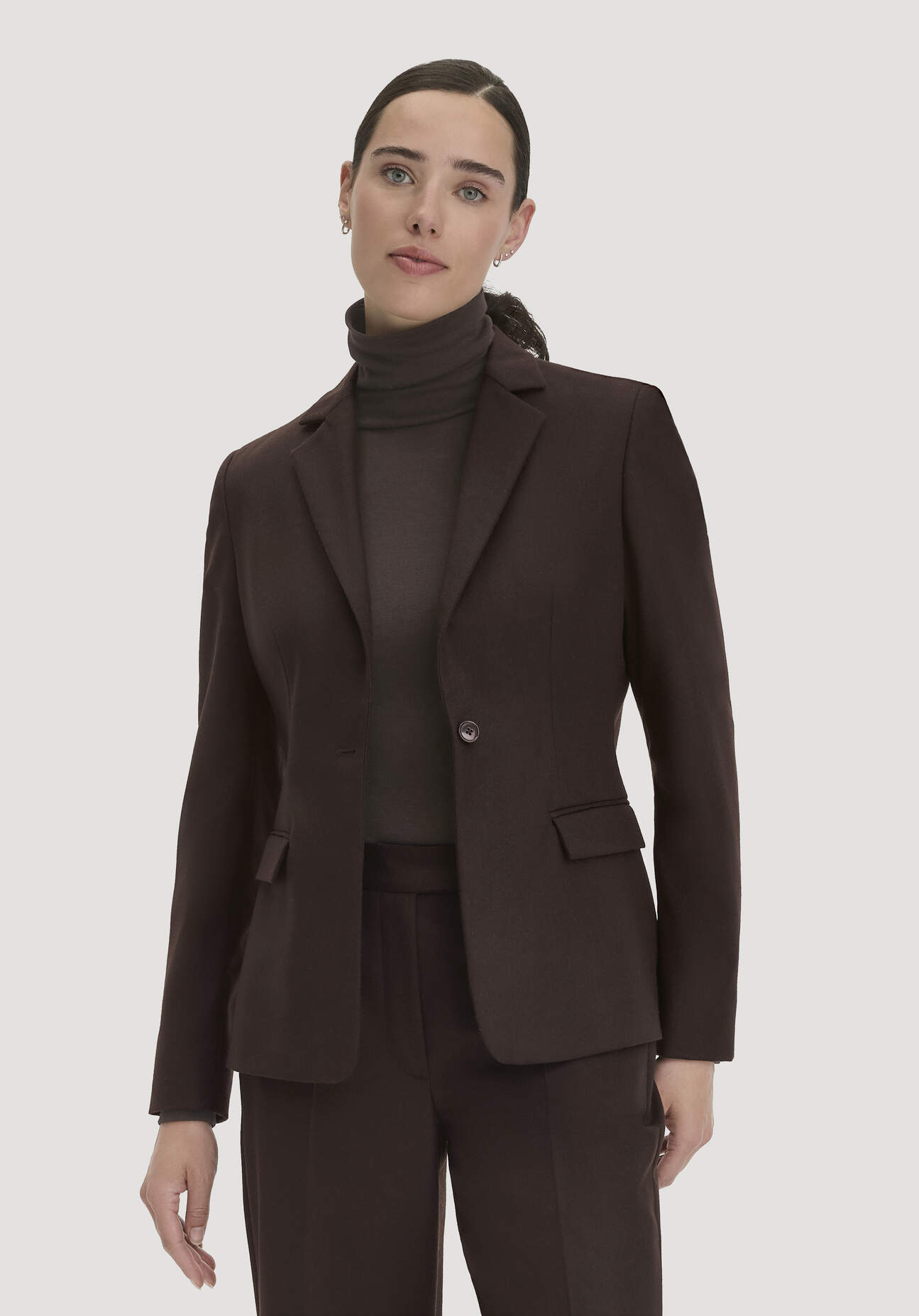 hessnatur Damen Wollblazer Regular aus Bio-Merinowolle - braun Grösse44