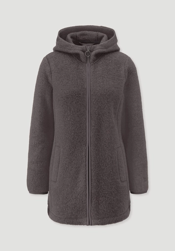 Wool fleece jacket with hood, regular size, made from pure organic merino wool - 4