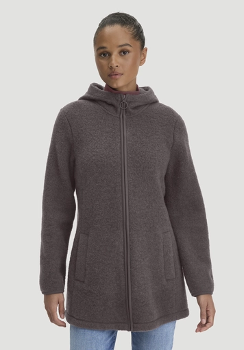 Wollfleece-Jacke mit Kapuze Regular aus reiner Bio-Merinowolle - 0