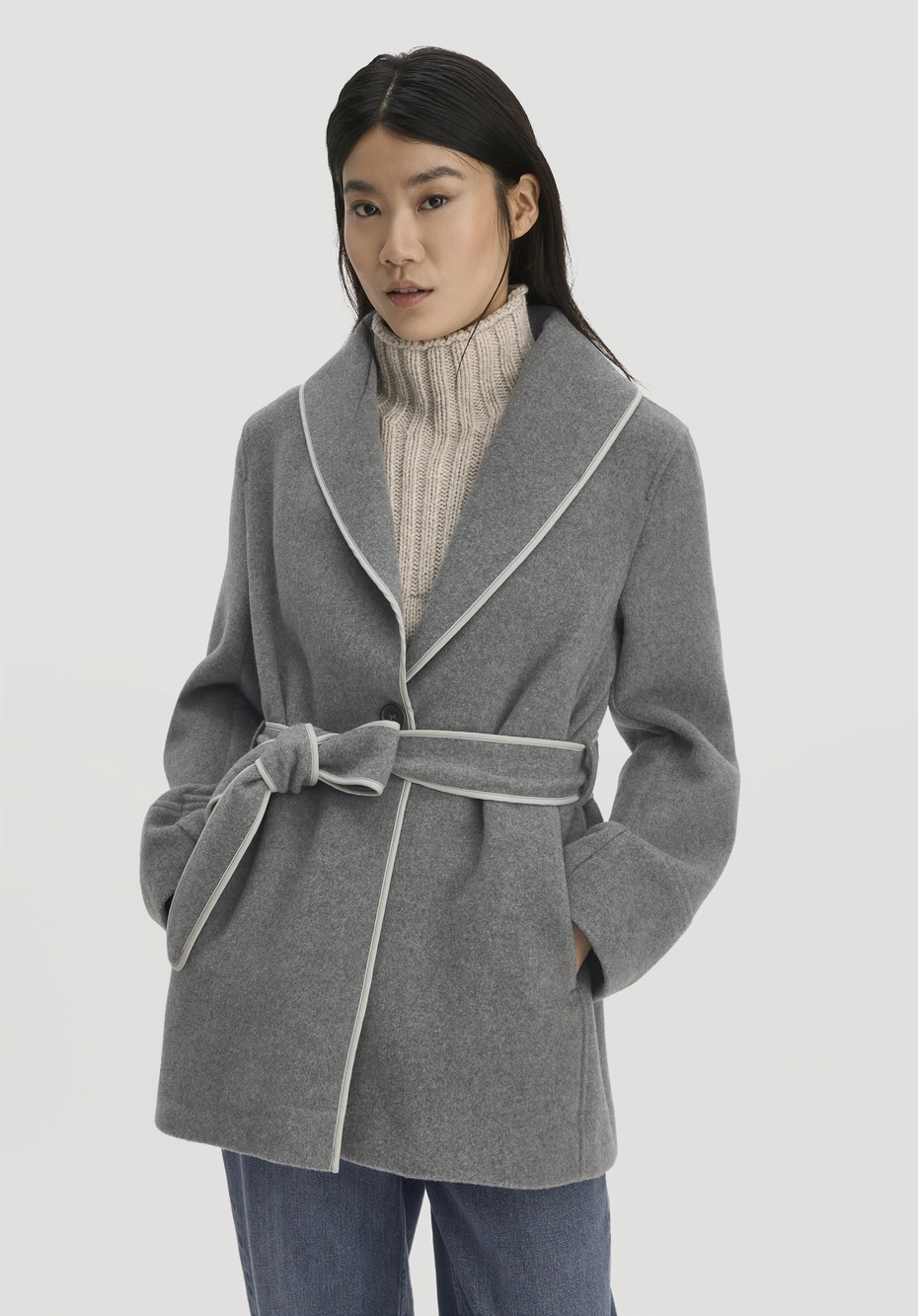 Wolljacke Relaxed aus 100% recycelter Wolle in Grau | hessnatur DE