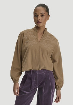 Corduroy blouse with embroidery, Relaxed style, made from pure organic cotton
