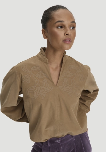 Cordbluse mit Stickerei Relaxed aus reiner Bio-Baumwolle - 3