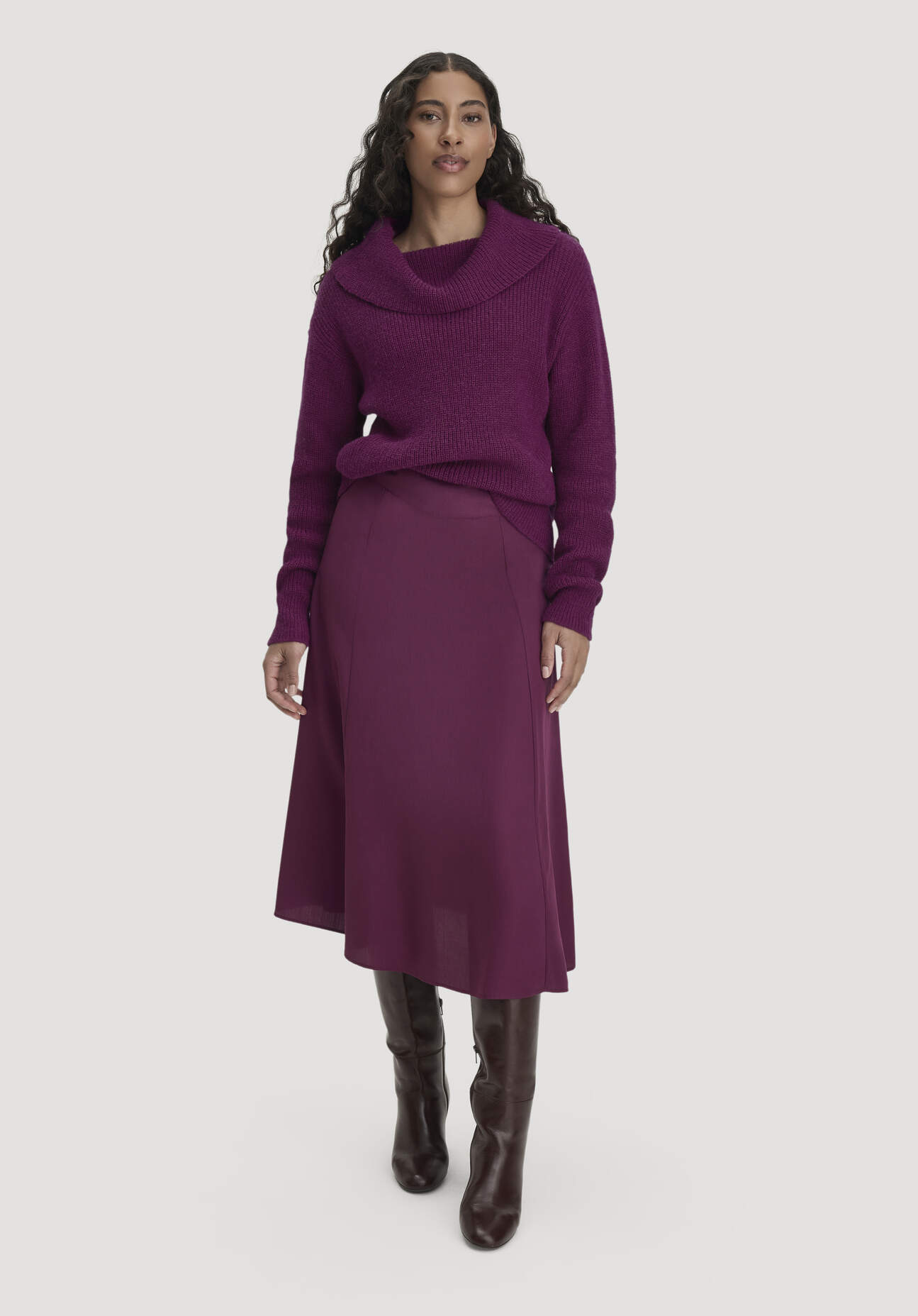 hessnatur Damen Gewebe Rock Midi aus TENCEL™ Lyocell - rot Grösse44