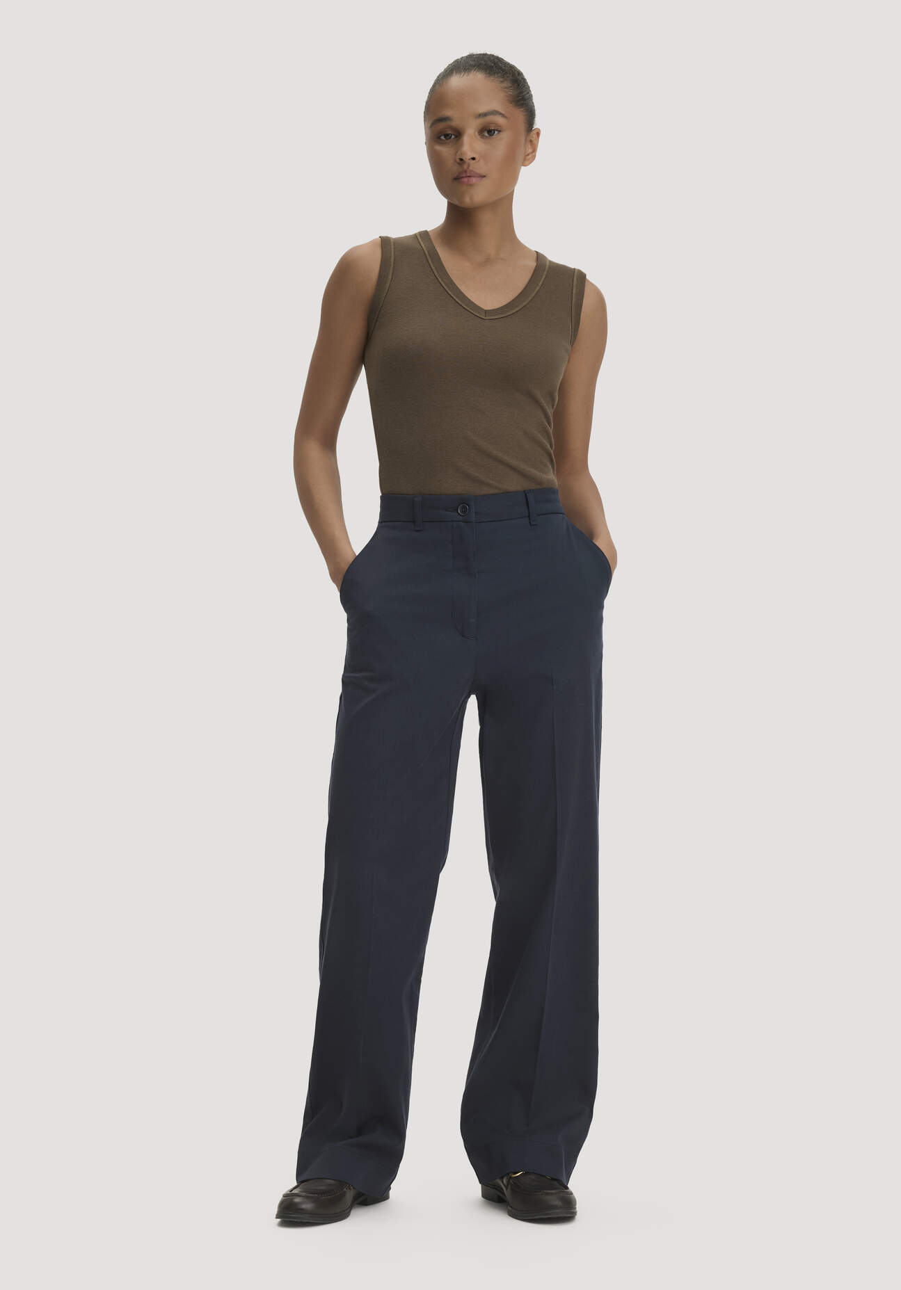 hessnatur Damen Hose Straight Leg Relaxed aus TENCEL™ Lyocell mit Bio-Baumwolle - blau Grösse44