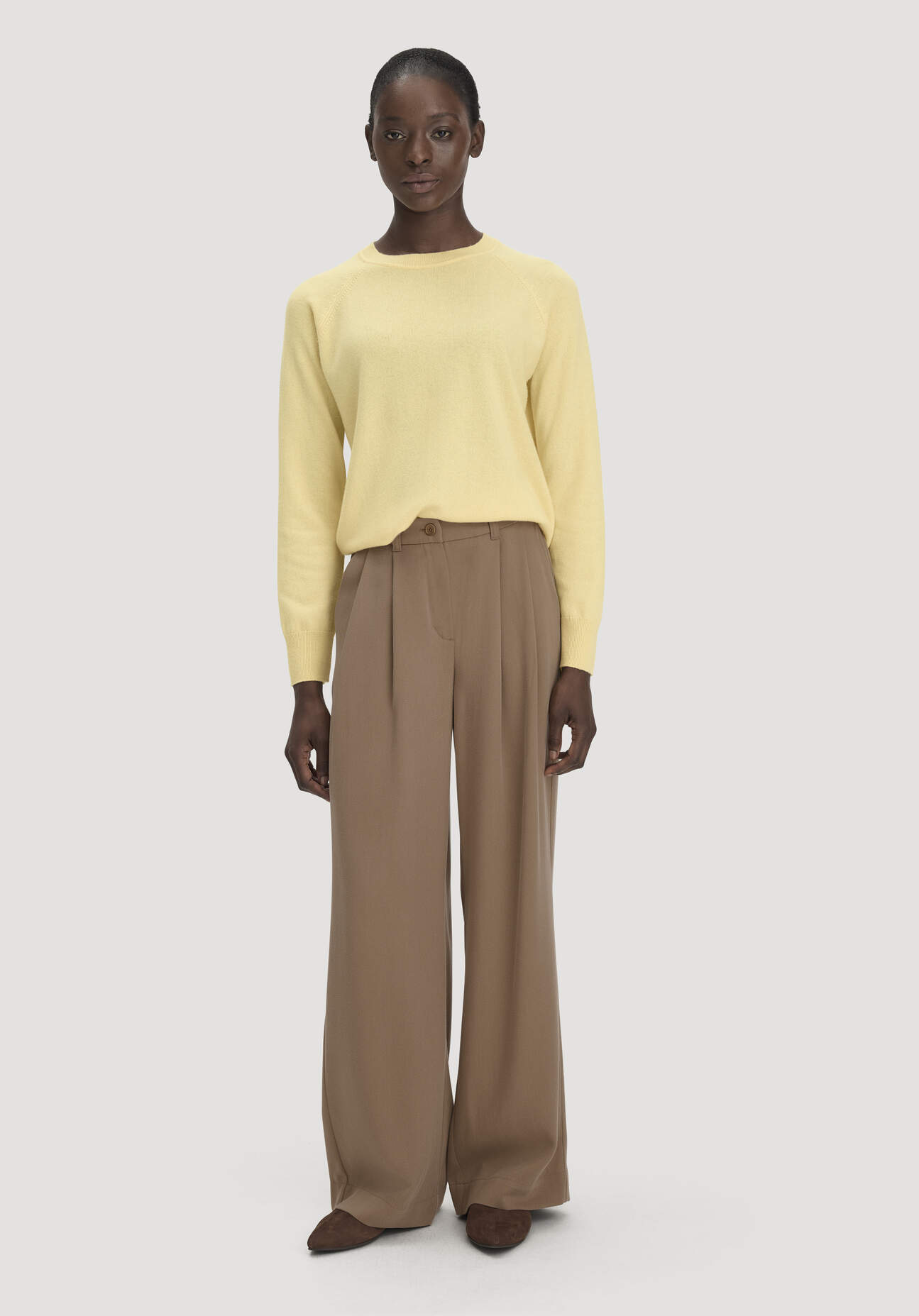 hessnatur Damen Twill-Hose Wide Leg aus TENCEL™ Lyocell - braun Grösse40