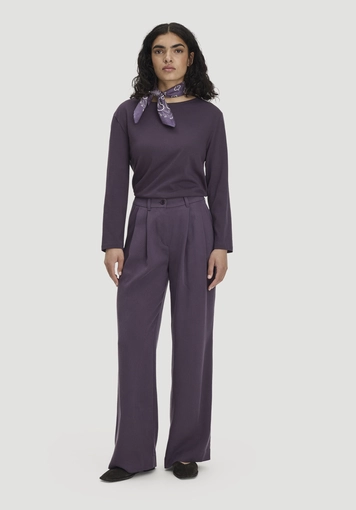 Twill-Hose Wide Leg aus TENCEL™ Lyocell - 0