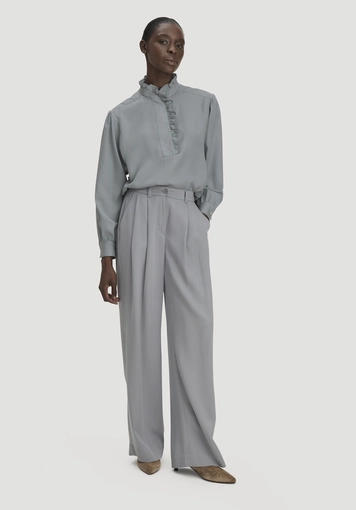 Twill-Hose Wide Leg aus TENCEL™ Lyocell - 0