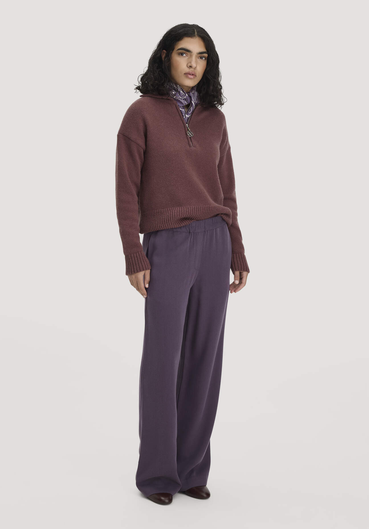 hessnatur Damen Gewebe Hose Wide Leg aus TENCEL™ Lyocell - lila Grösse34