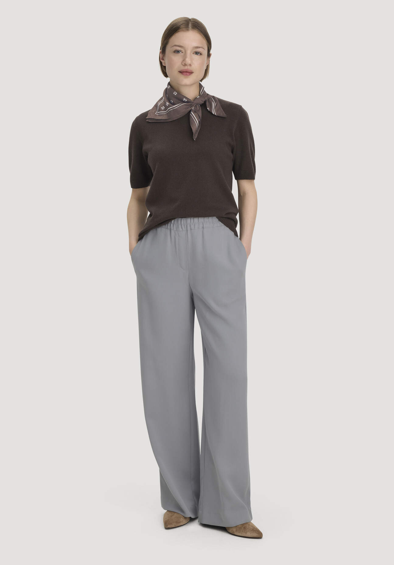 hessnatur Damen Gewebe Hose Wide Leg aus TENCEL™ Lyocell - blau Grösse34