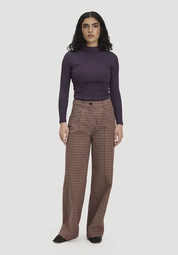 Tweed-Hose Wide Leg Relaxed aus reiner Bio-Baumwolle - 0