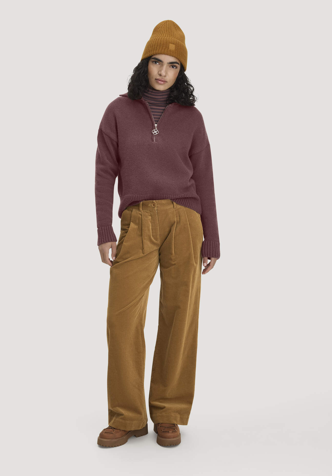 hessnatur Damen Cordhose Wide Leg aus Bio-Baumwolle - orange - Größe 40