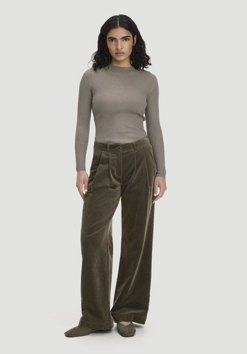 Wide-leg corduroy trousers made from organic cotton - 0