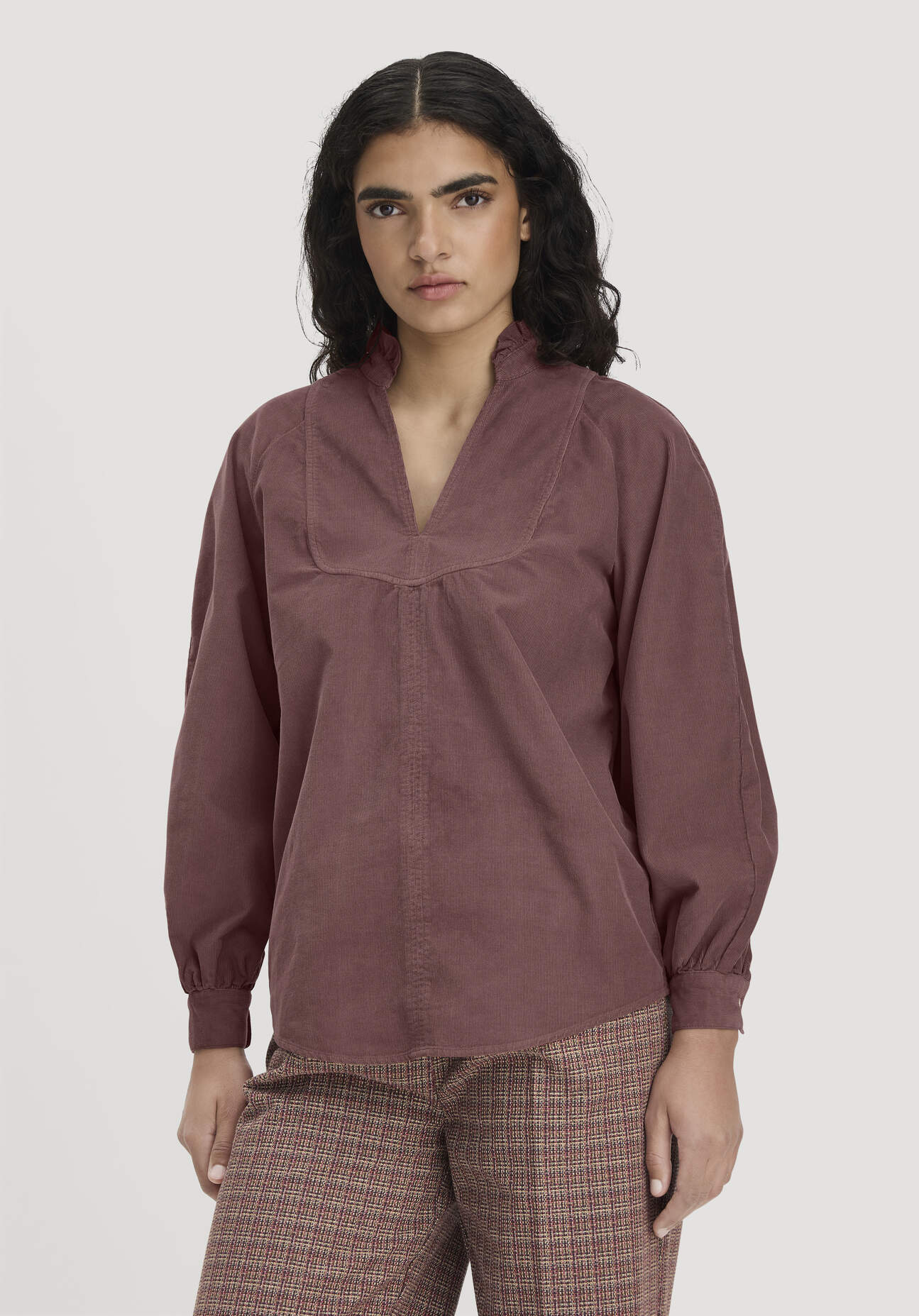 hessnatur Damen Cord-Bluse Regular aus Bio-Baumwolle - rot - Größe 40