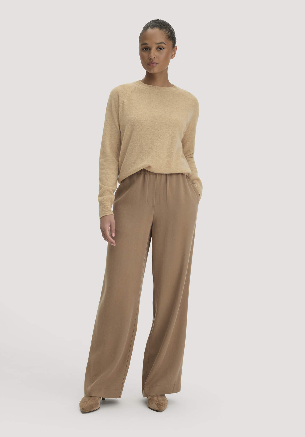 hessnatur Damen Gewebe Hose Wide Leg aus TENCEL™ Lyocell - braun Grösse34