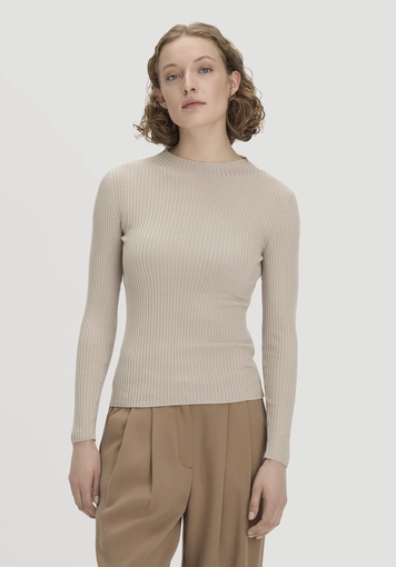 Fitted knit sweater made from TENCEL™ Lyocell with organic cotton - 0