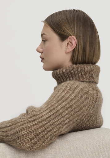 Strick Rollkragenpullover Relaxed aus Alpaka mit Bio-Baumwolle - 3