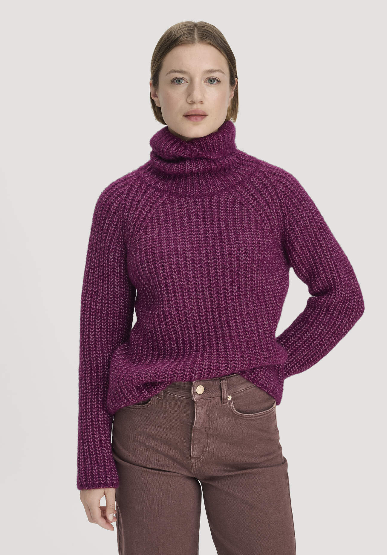 hessnatur Damen Strick Rollkragenpullover Relaxed aus Alpaka mit Bio-Baumwolle - rot - Größe XS