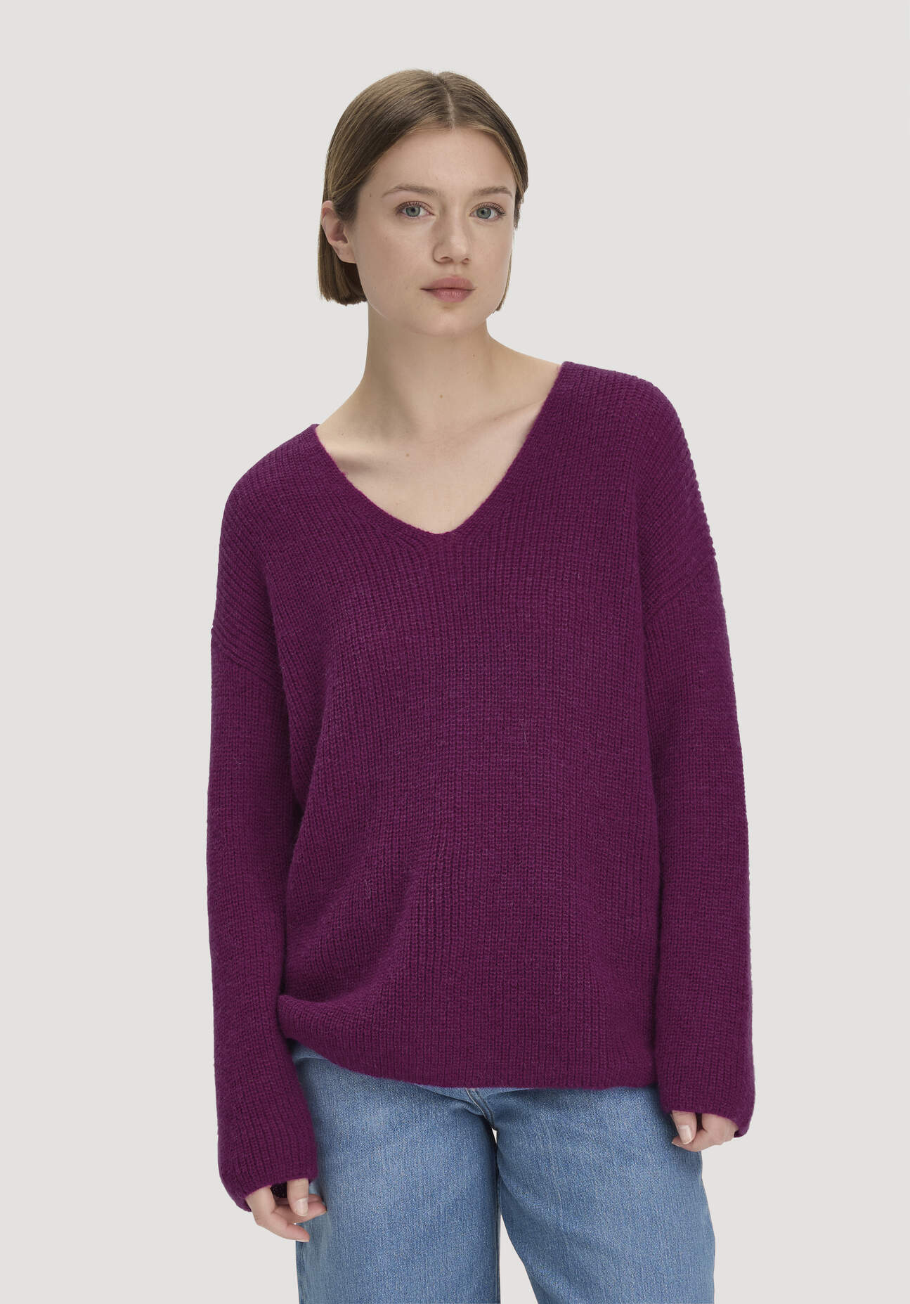 hessnatur Damen Strick Pullover Relaxed aus Alpaka - lila GrösseL
