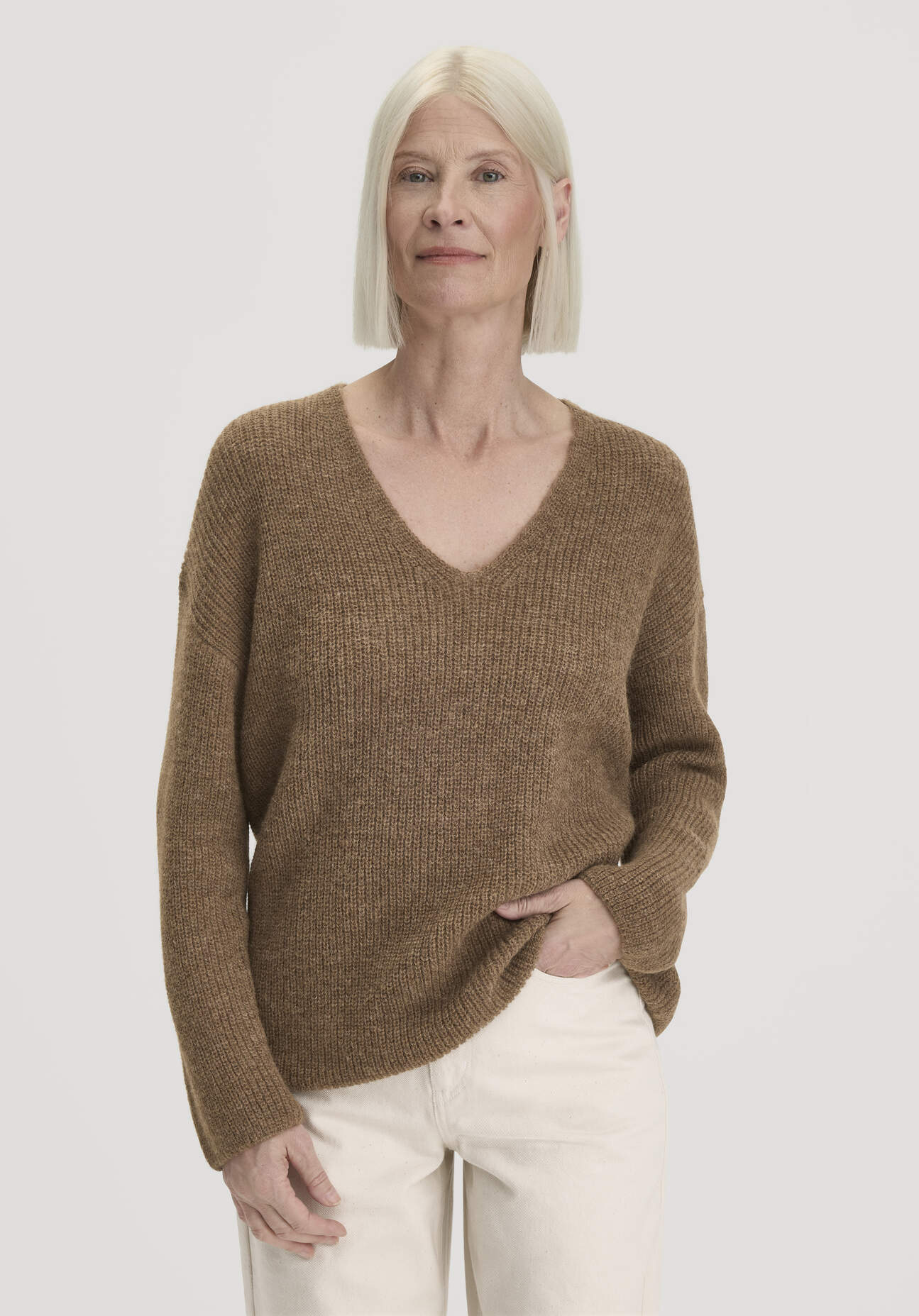 hessnatur Damen Strick Pullover Relaxed aus Alpaka - braun GrösseL