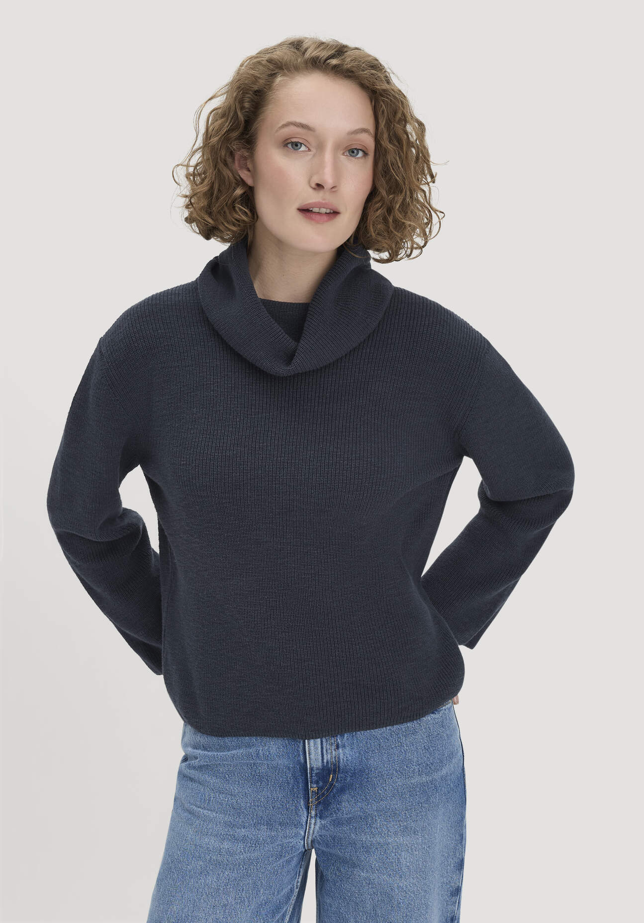 hessnatur Damen Strickpullover Relaxed aus Bio-Baumwolle - blau GrösseS
