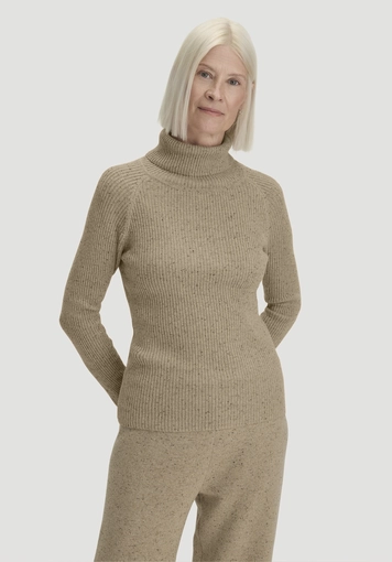 Slim fit roll-neck sweater made from organic cotton and recycled virgin wool - 0
