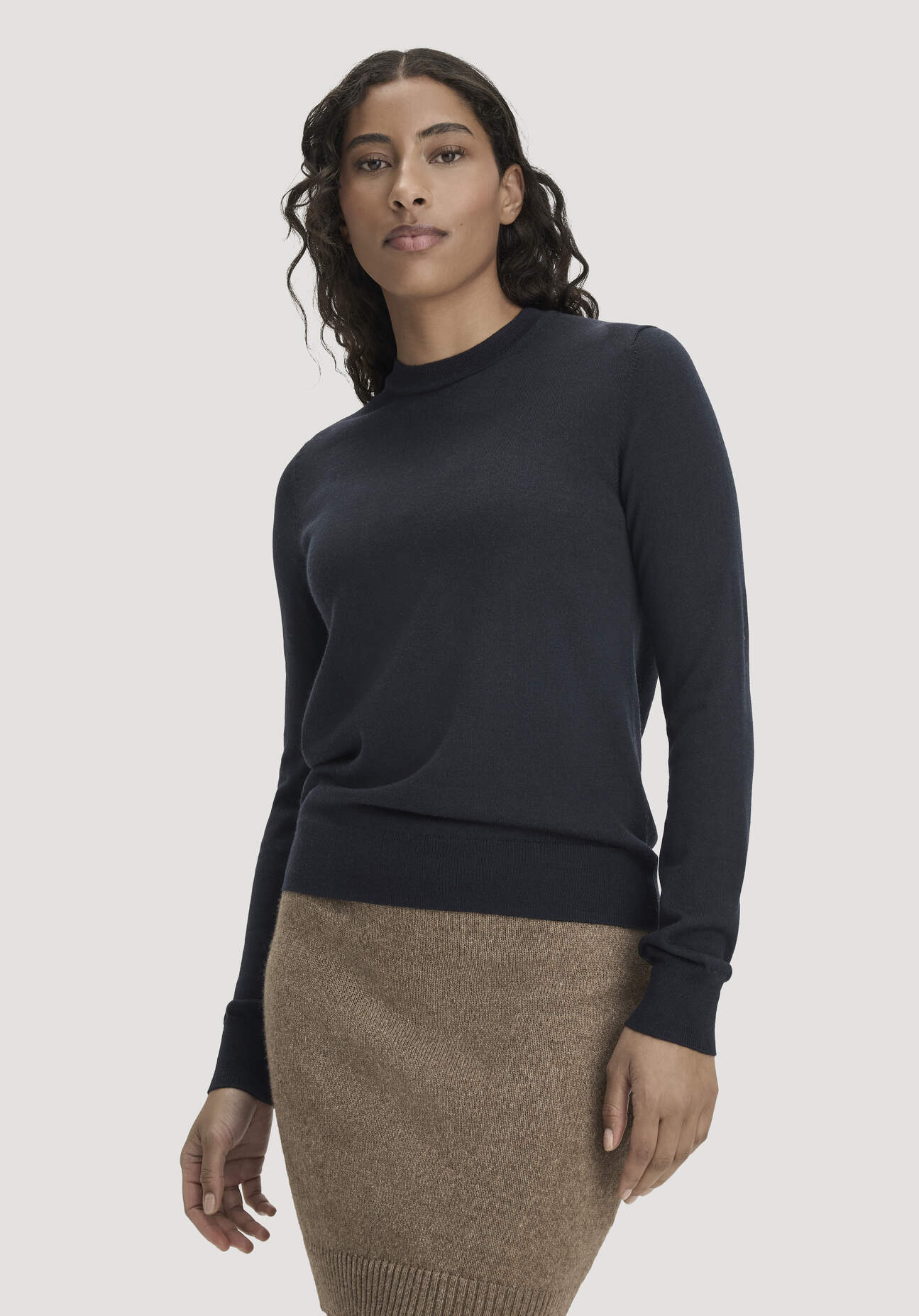 hessnatur Damen Pullover Regular aus Bio-Merinowolle - blau GrösseL